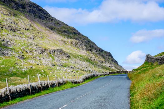 The Kirkstone Pass road in the English Lake District, UK