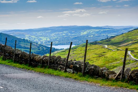 The Kirkstone Pass road in the English Lake District, UK