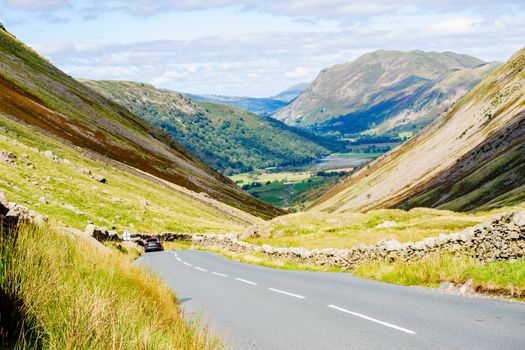 The Kirkstone Pass road in the English Lake District, UK