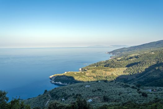 Shoreline in Pelion at Greece. Seascape.