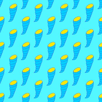 Seamless seashell pattern on the cyan background