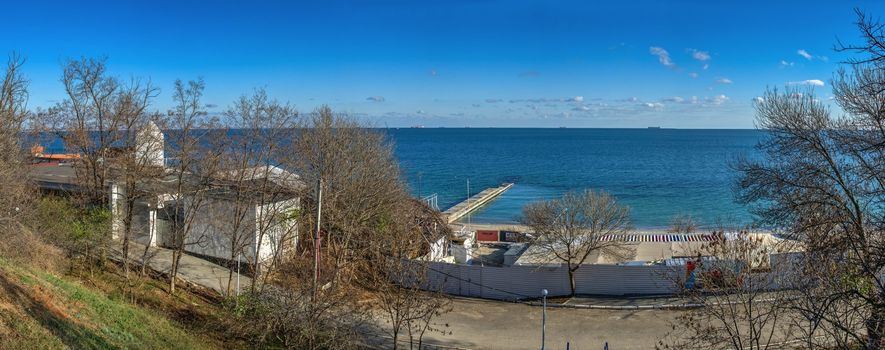 Odessa, Ukraine 12.04.2019. Dolphin Beach in Odessa on a sunny winter day