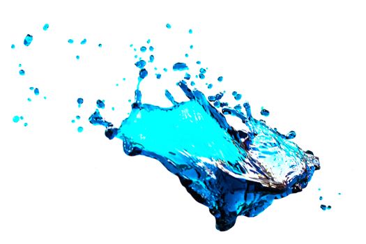 Water Blue splash on a white background