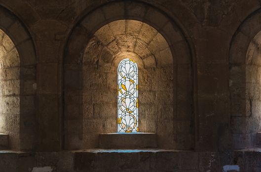 Stained glass windows in the Abbey of Thonoret in the Var in France