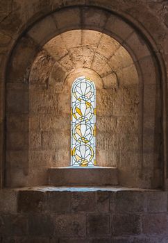 Stained glass windows in the Abbey of Thonoret in the Var in France