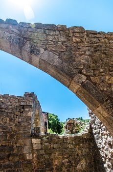 Ruined arcades of the Cistercian abbey of Thonoret in the Var in France