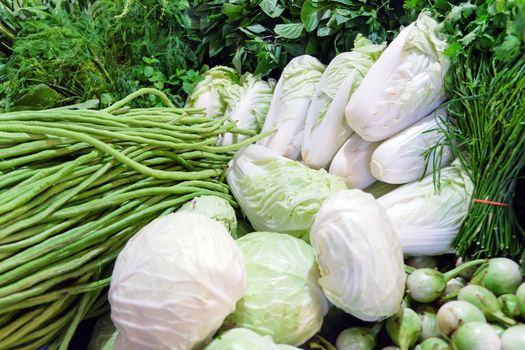 Image of Fresh Ripe Organic Vegetables in local market, Thailand