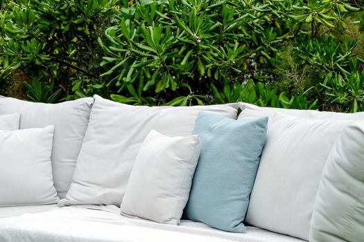 close up Image of Seating sofa cushion in the garden