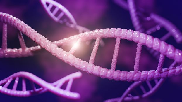 Concept of biochemistry with dna molecule.,3d model and illustration.