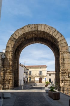 Merida, Spain, April 2017: Trajan Archor or Arco de Trajano in Merida, Spain