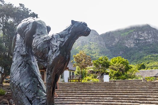 Puma sculpture in Kirstenbosch Botanical Garden in Cape Town.