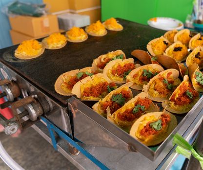 Thai Crispy Pancakes in street food concept