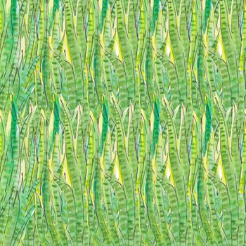 Green grass seamless pattern. Hand drawn illustration. Abstract grunge texture background. Watercolor wallpaper.