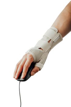 wrist and hand orthotics support for carpal tunnel syndrome healing, isolated on white