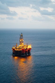 offshore oil and gas platform with illumination