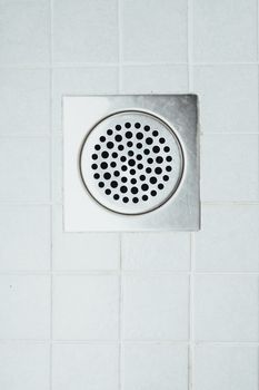 shower floor drain in a bathroom