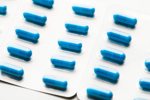 blue capsule pills blister pack