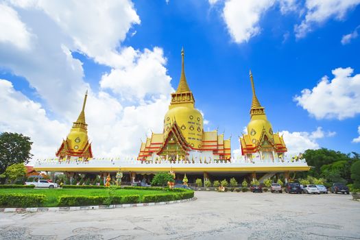 Chachoengsao, Thailand - July 27, 2020: Beautiful scene in Wat Phrong Akat Temple. This famous temple is in Bang Nam Priao district, Chachoengsao province, Thailand.