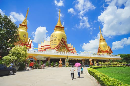 Chachoengsao, Thailand - July 27, 2020: Beautiful scene in Wat Phrong Akat Temple. This famous temple is in Bang Nam Priao district, Chachoengsao province, Thailand.