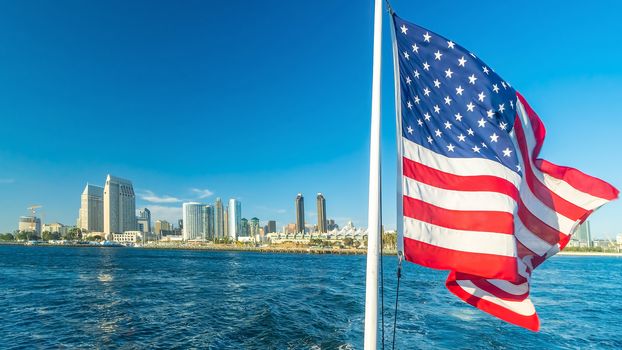 Downtown San Diego skyline in California, USA at sunset