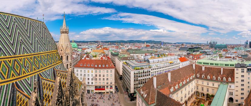 Vienna city skyline, aerial view from above in Austria