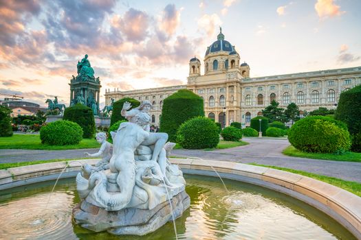 Beautiful view of famous Naturhistorisches Museum (Natural History Museum) at sunset in Vienna, Austria