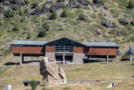 Encamp, Andorra : 2020 Sept 06 : Grandvalira Funicamp Lift in Els Cortals de Encamp on Andorra, Pyrennes Mountians on summer 2020.