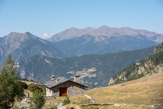 Sunny day in Els Cortals de Encamp on Andorra, Pyrennes Mountians.