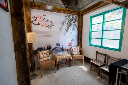 Taoyuan, Taiwan - Sep. 02, 2020: Matsu New Village Art Park in , traditional house of a cultural asset preservation heritage in Zhongli District, military dependents' village.