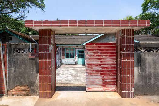 Taoyuan, Taiwan - Sep. 02, 2020: Matsu New Village Art Park in , traditional house of a cultural asset preservation heritage in Zhongli District, military dependents' village.