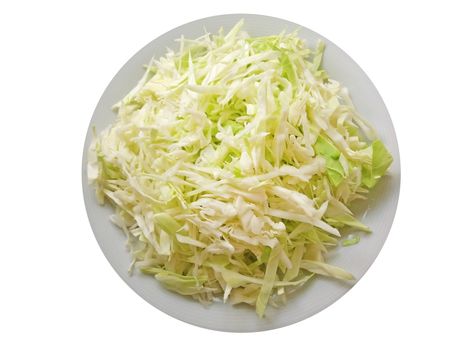 cabbage in plate, on white background . cut off