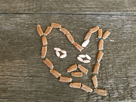 Seeds in the form of a heart close up.