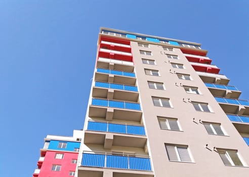 Beautiful modern building on blue sky backgroud.