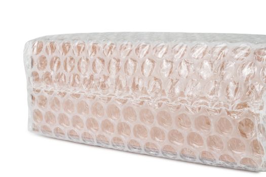 Bubbles covering the box by bubble wrap for protection product cracked  or insurance During transit 