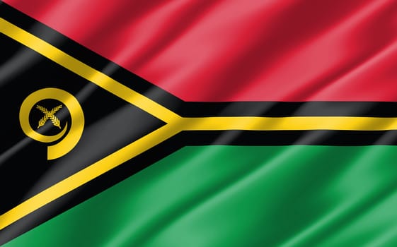 Silk wavy flag of Vanuatu graphic. Wavy ni-Vanuatu flag illustration. Rippled Vanuatu country flag is a symbol of freedom, patriotism and independence.