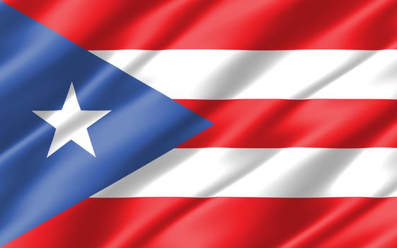 Silk wavy flag of Puerto Rico graphic. Wavy Puerto Rican flag illustration. Rippled Puerto Rico country flag is a symbol of freedom, patriotism and independence.