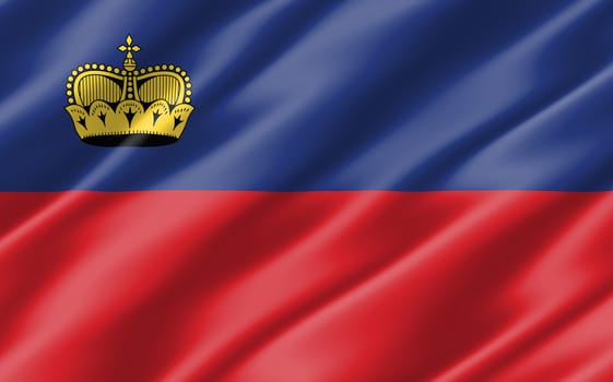 Silk wavy flag of Liechtenstein graphic. Wavy Liechtensteiner flag illustration. Rippled Liechtenstein country flag is a symbol of freedom, patriotism and independence.