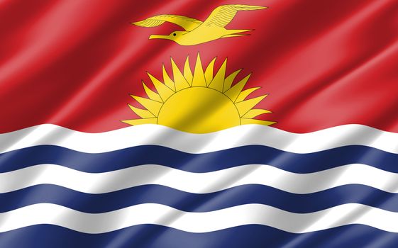 Silk wavy flag of Kiribati graphic. Wavy I-Kiribati flag illustration. Rippled Kiribati country flag is a symbol of freedom, patriotism and independence.