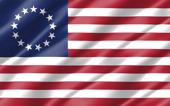Silk wavy flag of United States graphic. Wavy American flag illustration. Rippled United States country flag is a symbol of freedom, patriotism and independence.