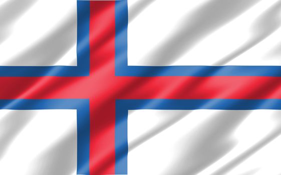 Silk wavy flag of Faroe Islands graphic. Wavy Faroese flag illustration. Rippled Faroe Islands country flag is a symbol of freedom, patriotism and independence.