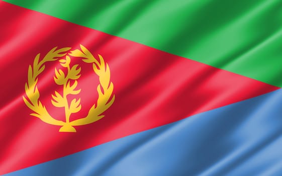 Silk wavy flag of Eritrea graphic. Wavy Eritrean flag illustration. Rippled Eritrea country flag is a symbol of freedom, patriotism and independence.