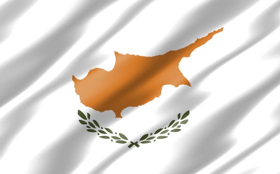 Silk wavy flag of Cyprus graphic. Wavy Cypriot flag illustration. Rippled Cyprus country flag is a symbol of freedom, patriotism and independence.