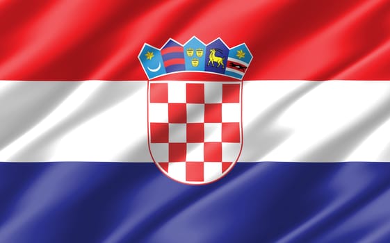Silk wavy flag of Croatia graphic. Wavy Croatian flag illustration. Rippled Croatia country flag is a symbol of freedom, patriotism and independence.