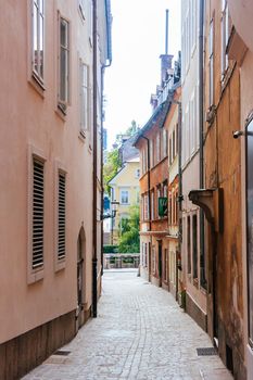 Quaint streets on a hot summer's day in Ljubljana in Slovenia