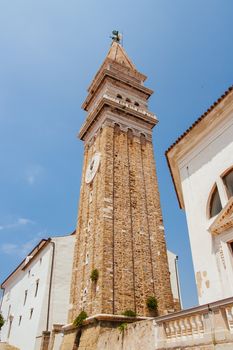 St. George's Parish Church on a hot summer's day in Piran, Slovenia