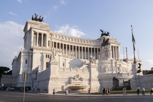 Rome, Italy - June 27, 2010: View of the huge monument to Victor Emmanuel II, from one of the sides of Venice Square, Rome.