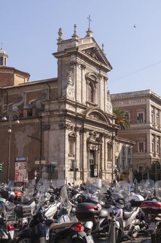 Rome, Italy - June 28, 2010: General view of the baroque church, Saint Mary of Victory, Rome.