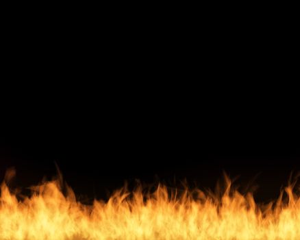 Fire on the black isolated background. Empty copy space.