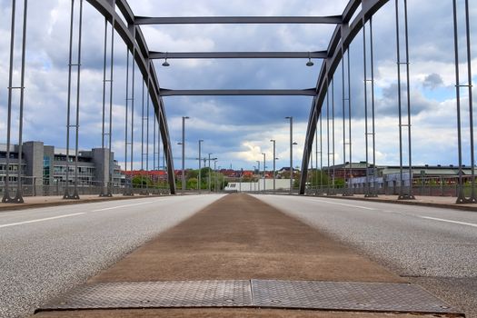 Empty bridge in the streets of Kiel in Germany during the corona virus quarantine