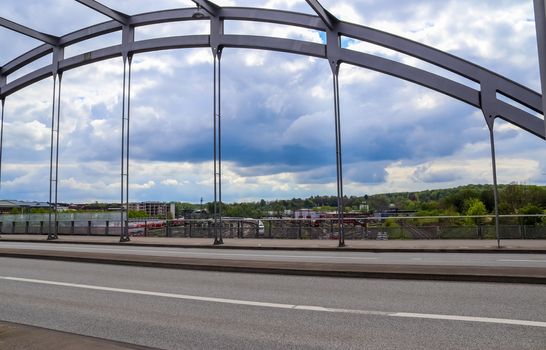 Empty bridge in the streets of Kiel in Germany during the corona virus quarantine